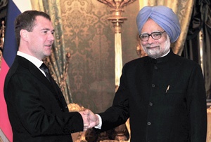 Prime Minister Manmohan Singh and Russian President Dmitry Medvedev
